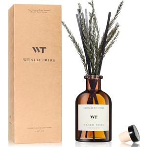 WEALD TRIBE Reed Diffuser Set for Bathroom Air Fresheners, Oil Diffuser Sticks with Flower | Balsam Fir Scent 4.0 fl oz Home Fragrance with Sticks Defusers | House Bedroom Office Shelf Decor