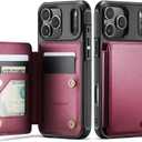 Vinich for iPhone 17 Pro Wallet Case with Card Holder, RFID Blocking Credit Slots Kickstand Shockproof Phone Cover Fit for iPhone 17 Pro 6.3" WineRed