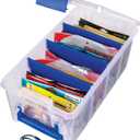 Flambeau Outdoors 4510 Clear Fishing Organizer - Super Half Satchel Soft Fishing Lure Storagees, Bait Organizer, Tuff Tainer with Zerust Anti-Rust Dividers (15x8x6.25-Inch)