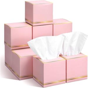 Fourluoo 12 Pack Facial Tissues Cube Boxes Face Box 600 Sheets 3 ply Soft Paper Square Tissues Bulk for Car Pocket Toilet Household Bedroom Family(Pink)