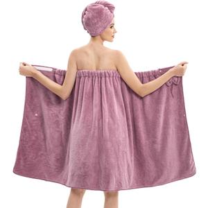 HJMJY Bath Wrap Towels for Women  Adjustable Spa Shower Wrap with Super Absorbent Microfiber, Quick-Dry Body & Hair Towel Set for Home, Hotel, Beach, Pool, Gym, Travel  Purple
