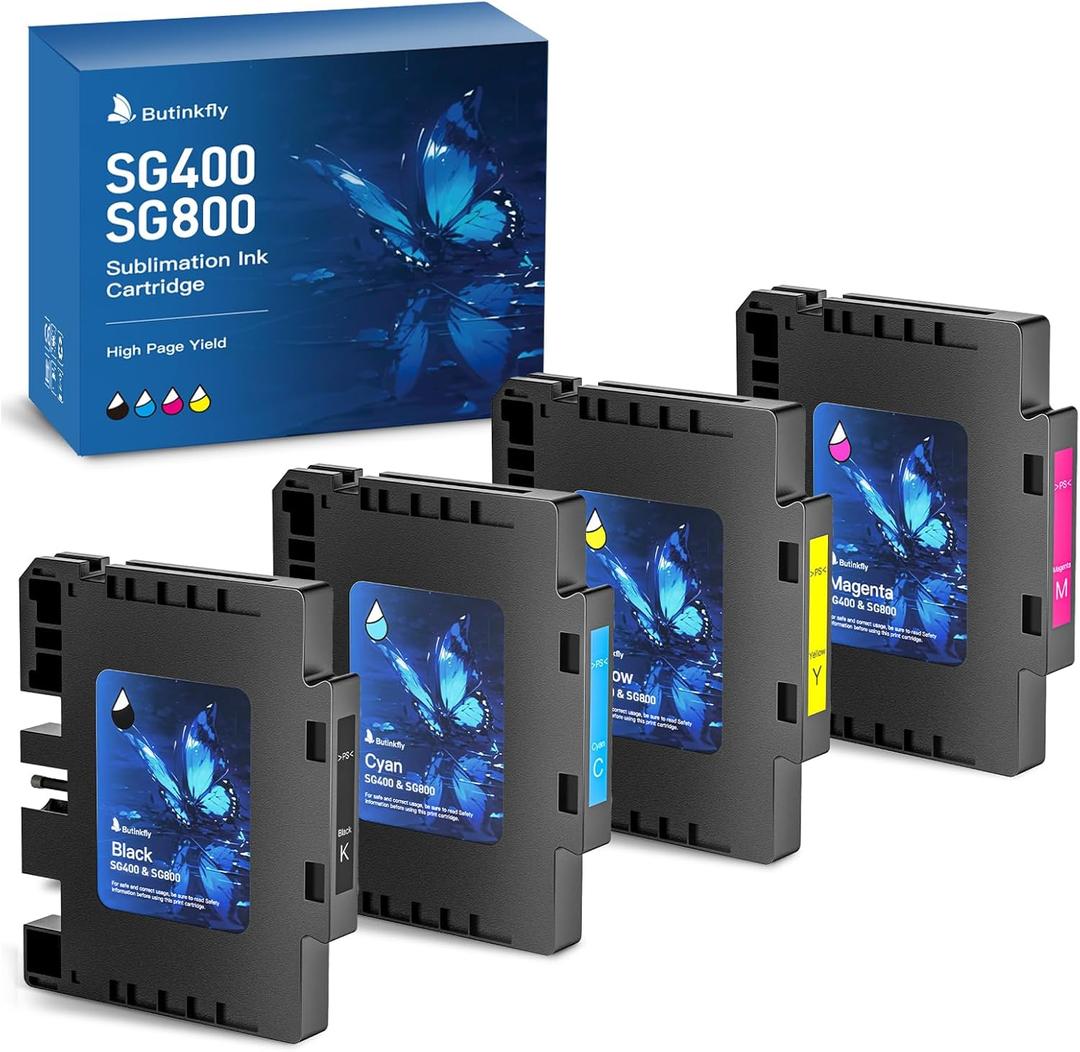 2026 3.09 Sublimation Ink Cartridge Compatible with Sawgrass SG400 SG800 Printer All Versions | Long-Lasting | High-Performance & High-Viscosity Gel Ink(4 PK, B/C/M/Y)