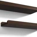 Love-KANKEI Floating Shelves Wall Mounted Set of 2, 17 Inch Rustic Wood Wall Shelves for Storage, Bedroom Living Room Bathroom Kitchen Office and More Dark Walnut
