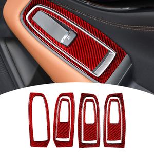Bilisin Compatible with Car Window Lift Switch Button Control Sticker Carbon Fiber Panel Trim Cover Interior Accessories for Subaru Outback 2021 2022 2023 (7Pcs Red)