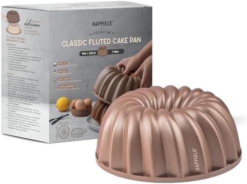 HAPPIELS 10 Cup Fluted Tube Cake Pan Nonstick, PFOA Free Fluted Cake Pan for Baking, Pound Cake Mold for Oven, Cake Molds And Cake Pans, Tube Mold, Pound Tin