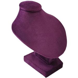 Mini Pendant Display Bust Velvet Jewelry Bust Stand Pendant Holder Velvet Mannequin Necklace Stand Wooden Portrait Model 12cm (Purple)