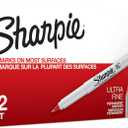 SHARPIE 37002 Permanent Markers, Ultra Fine Point, Red, 12 Count