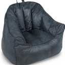 Big Joe Hug Bean Bag Chair, Basalt Blue, Vegan Suede, Kids and Teens, 3 feet