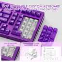 kutethy KY98 Wireless Mechanical Keyboard with Transparent Keycaps,Full Aluminum CNC,Hot-swappable,Pre-lubed Clicky Switches,Gasket Structure,RGB Backlit,BT5.0/2.4G/USB-C Wired (Purple)