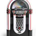 Victrola Mayfield Full Size Jukebox, 3-Speed Belt Driven Turntable with Stereo Speakers & Subwoofer, Wireless Bluetooth Music Streaming, FM Radio, Premium Cartridge, LED Lights, Easy Setup