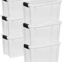 Sterilite 6-Pack 30 Quart Ultra Latch Box, Clear Storage Organizer Bins with Latching Lids - Stackable Plastic Containers for Home Organization in Garage, Attic, Basement, and Closet