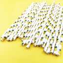 2 x YAOSHENG Premium Disposable Drinking Fruit Paper Straws, Pack 100 Pineapple Paper Straws for Cocktail Party Supplies,Birthday,Bridal/Baby Shower,Juice,Shakes (Pineapple)