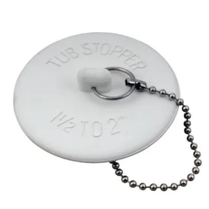 1-1/2 - 2 " Wh Rubber Bathtub Stopper W/ 15 " Chain