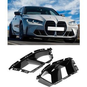 Front Bumper Air Duct Grille Cover for BMW G80 G82 M3 M4 2021-2025, Fog Light Lamp Hood Intake Frame Cover Grille Replacement Decoration Accessories-Glossy Black