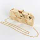 Reberomantic Women Lattice Pattern Metal Handbag Chain Geometric Evening Clutch Purse