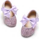 Kiderence Little Toddler Girls Dress Shoes Ballerina Ballet Flats Kids Mary Janes (Ck353 Purple) 7