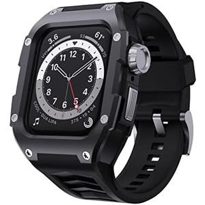 GELISHI Bands Compatible with Apple Watch Band 44mm Series 6, Men Rugged Case Protector Band Heavy Duty Stainless Metal Cover with Sports Strap Shockproof for Watch Series 6 SE 5 4, Black