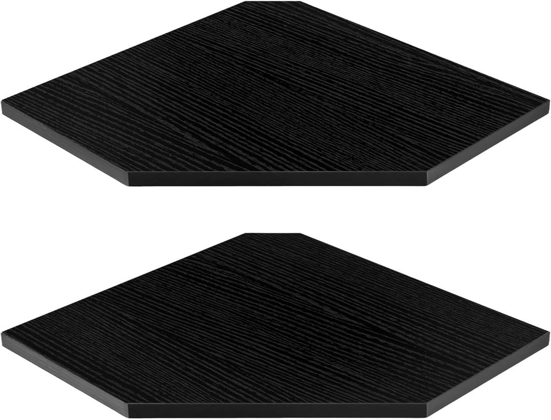 Corner Shelves 2-Pack for Bathroom & Kitchen, Space-Saving Floating Corner Wall Shelf with Easy Installation- Black (Set of 2)