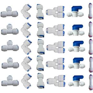 Lemoy 1/4" OD Quick Connect Push In to Connect Water Tube Fitting for RO Reverse Osmosis Water Filter Fittings Pack of 30