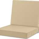 24x24 Outdoor Cushions for Patio Furniture, Waterproof Outdoor Chair Cushions with Non-Slip Ties and Handle, Washable Deep Seat Cushions for Outdoor Furniture with Removable Cover, Khaki