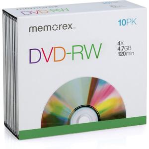 Memorex 5512 DVD-RW 4.7GB Slim 4X Discs, 10 Pack