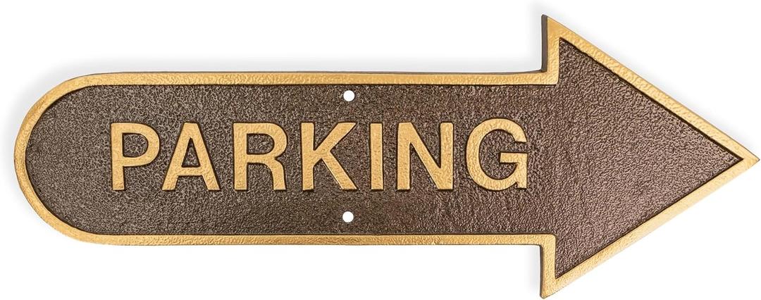 Parking - Parking with Arrow - Parking Signage - Parking wall Sign - Outdoor Parking Sign - Parking Sign for Business - Easy Install Customer Parking Plaque - 5 Colors - Made in the USA