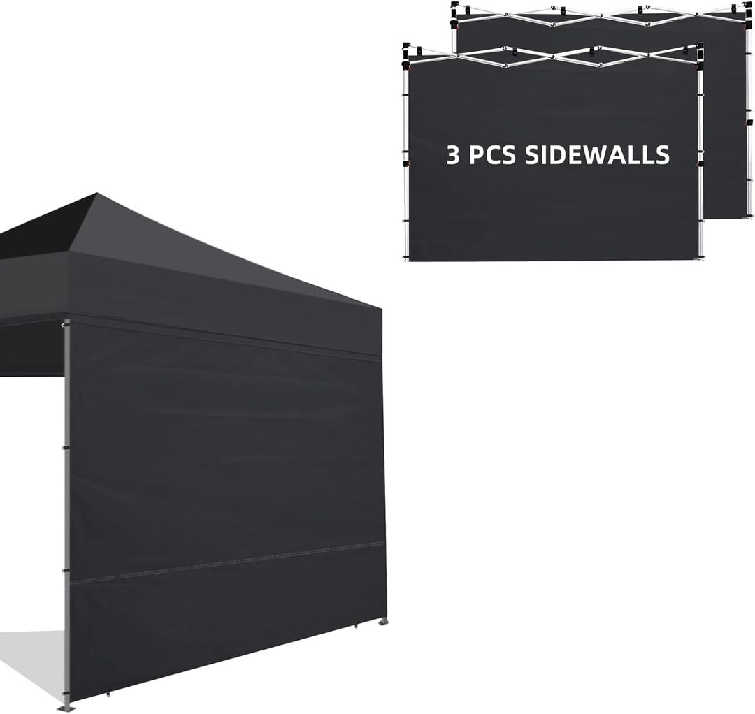Joramoy Canopy Tent Sidewalls for 1010 Pop Up Canopy, 3 Pack Instant Canopy Sunwall, Waterproof and UV Protection Canopy Shade Wall, Straight Leg Canopy Sidewalls 3 PCS Only(Black)