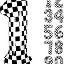 40 Inch Checkered Number 1 Balloon, Black and White Racing Number 1 Balloon, Big Large Foil Helium Number Balloons for Birthday Party Supplies