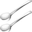 Cunhill 2 Pieces Stainless Steel Slotted Serving Spoon 8. 3 Inches Soup Spoon Colander with 16 Holes Strainer Skimmer for Cooking Buffet & Baking