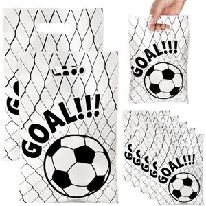 CELSOL 50 Pcs Soccer Goodie Bags – Reusable Football Party Favor Bags for Team Celebrations, Kids Birthday, Candy Snacks & Gifts – Sports Theme Treat Bags for Game Day Decorations, Standard Gift Bag Size