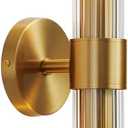Bathroom Light Fixtures, Gold Wall Sconce in Threaded Glass Indoor Wall Sconces, Modern Bathroom Vanity Light Up and Down Sconces Wall Lighting for Living Room, Hallway - Bulb Not Included