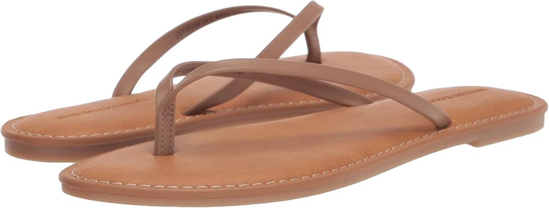 Amazon Essentials Women's Thong Sandal (9.5 Wide, Dark Brown)