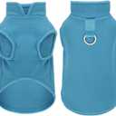 Sleeveless Pullover Fleece Vest for Small Dogs: Cozy Polyester Dog Jacket, Tank Top Sweater with Leash Ring and Armholes C Soft, Warm, and Easy-to-Wear Design for Everyday Comfort Lake Blue S