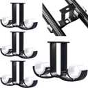 4 Pcs Double Curtain Rod Brackets, Aluminum Alloy Ceiling Mounted Curtain Pole Holders, Window Drapery Rod Hanging Supports