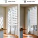 AOSKY Cordless Zebra Blinds for Windows Pull Down Roller Window Shades Dual Layer Light Filtering Privacy for Day and Night, Free-Stop Door Shades for Home Easy to Install (36" W X 64" H, White)