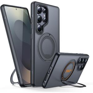 Magnetic for Samsung Galaxy S25 Ultra Case with Stand [Compatible with MagSafe] [360 Rotatable Ring Holder Kickstand] [Military Grade Protection] Shockproof Phone Case for S25 Ultra, Black