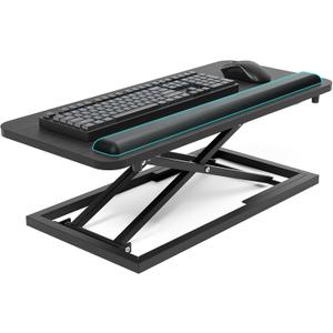 Omhuzsyo Standing Keyboard Tray Keyboard stand, Adjustable Height Keyboard and Mouse Riser for Desktop,For Ergonomic Sit Stand Workstations With Wrist RestLaptop Desk 26.7 x 11.7 Inch(Black)