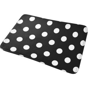 Polka Dot Bathroom Rugs Polka Dots Black White Bath Rug 16 x 24 Inches, Non Slip Bath Carpet, Area Mat Home Decor Accessories for Shower Floor Tub Bedroom Kitchen