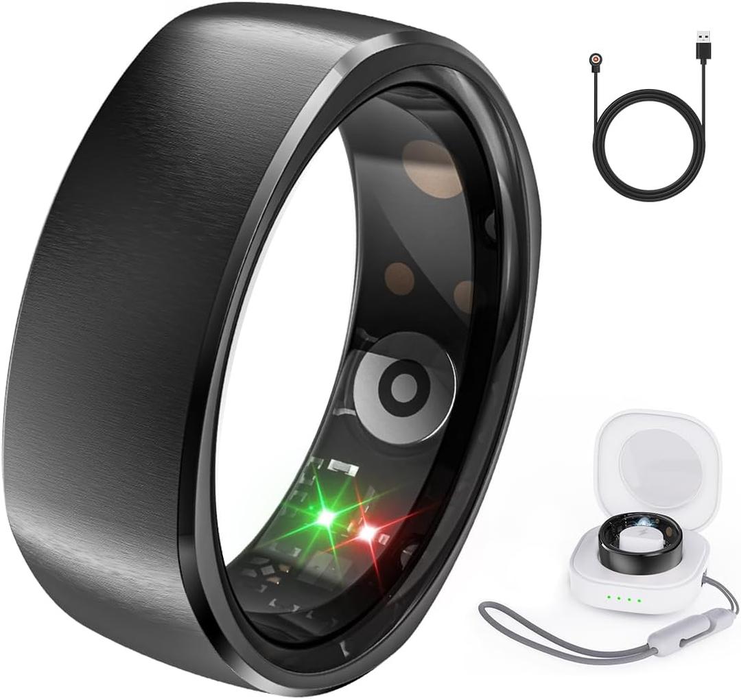 Smart Ring for Men Women Health Tracker with Heart Rate, Blood Oxygen, Blood Pressure, Sleep Monitoring, Fitness Step Tracking, IP69 Waterproof Rings for iPhone and Android,Up to 7-Day Battery Size 12