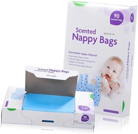 Beaupretty Disposable Scented Diaper Sacks of Diaper Disposal Bags for Travel and Home Use Thickened Material for Leak Protection Easy Tie Handles for Secure Disposal