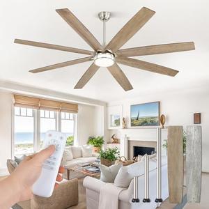 Fanbulous 72 Inch Ceiling Fans with Lights, Large Farmhouse Ceiling Fans with Remote, Walnut&Gray Ceiling Fan Fixtures with Bright LED Light for Living Room, Bedroom, Kitchen
