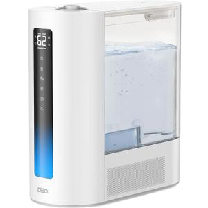 DREO 6L Humidifier Large Room, Warm & Cool Mist Humidifiers for Bedroom, 60H Runtime, 12H Timer, Top Fill, Humidity Indicator Light, Baby, Plants, Easy Clean, HM713 (White)
