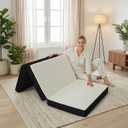 Foldable Mattress Twin, Memory Foam Tri Fold Mattress with Removable Washable Cover, 4 inch Folding Floor Mattresses Sleeping Pad for Guest, RV, Travel, Camping, White, 75"x38"x4"