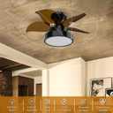 Ceiling Fans with Lights, 24 inch Remote Control Ceiling Fan, Flush Mount Low Profile Ceiling Fan Light, Large Airflow 5 Blades 6 Wind Speed Quiet Reversible 3 Color Temperatures Black