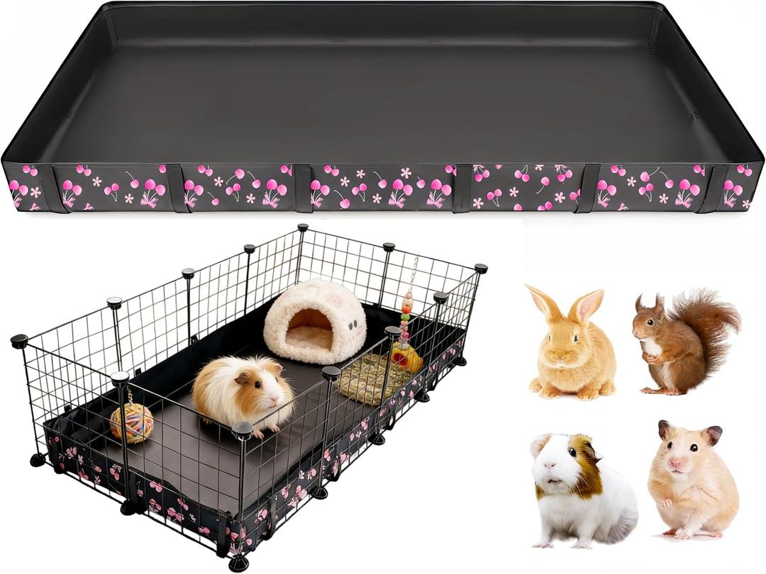 DZWLKJ Guinea Pig Cage Liner,Washable Tarp Bottom Base,Cherry Graphic,28"x56", Reusable for Rabbit, Chinchilla, Hedgehog, Ferret & Other Small Animals.