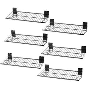 PYBTOOL Slatwall Shelves, Slat Wall Accessories, Slat Wall Wire Shelf, Heavy Duty Garage Storage Slatwall Shelf(24-Inch Width,6 Pack)