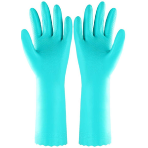 Elgood Reusable Dishwashing Cleaning Gloves with Latex free, Cotton lining,Kitchen Gloves 2 Pairs, blue Medium