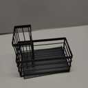 Cisily Sink Caddy Sponge Holder for Kitchen with Brush Holder and Stainless Steel Self Drain Tray, Rustproof Kitchen Sink Organizer for Sponge, Soap Dispenser Storage Accessories (Black)