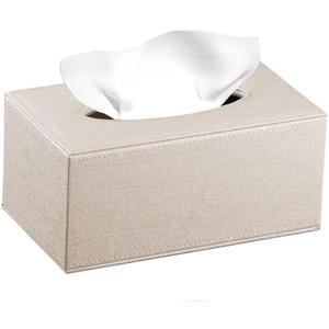 Leather Tissue Box Cover Rectangle,Stylish Tissues Box Holder Modern Rectangular Facial Paper Towels Organizer/Dispenser Decor Tissue Cover for Bathroom NightStand Coffee Table Home Office Desk.Beige