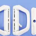 PEYNIR Push-Pull Sliding Door Hook Lock, Bilateral Luxury Docking Lock, Aluminum Alloy Glass Split Balcony Door Handle Lock, Suitable for Various Sliding Doors Bilateralwithoutkey White